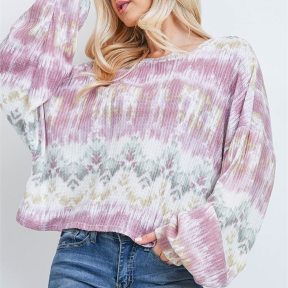 WHITE MAUVE TIE DYE TOP - Picture 5 of 6